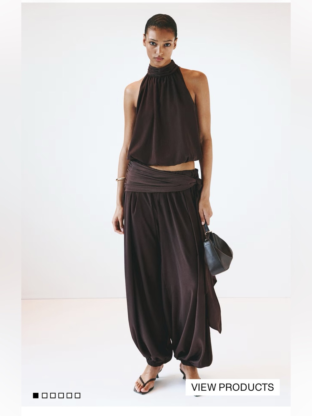 H&M bubble-hem halter neck & balloon leg pant set